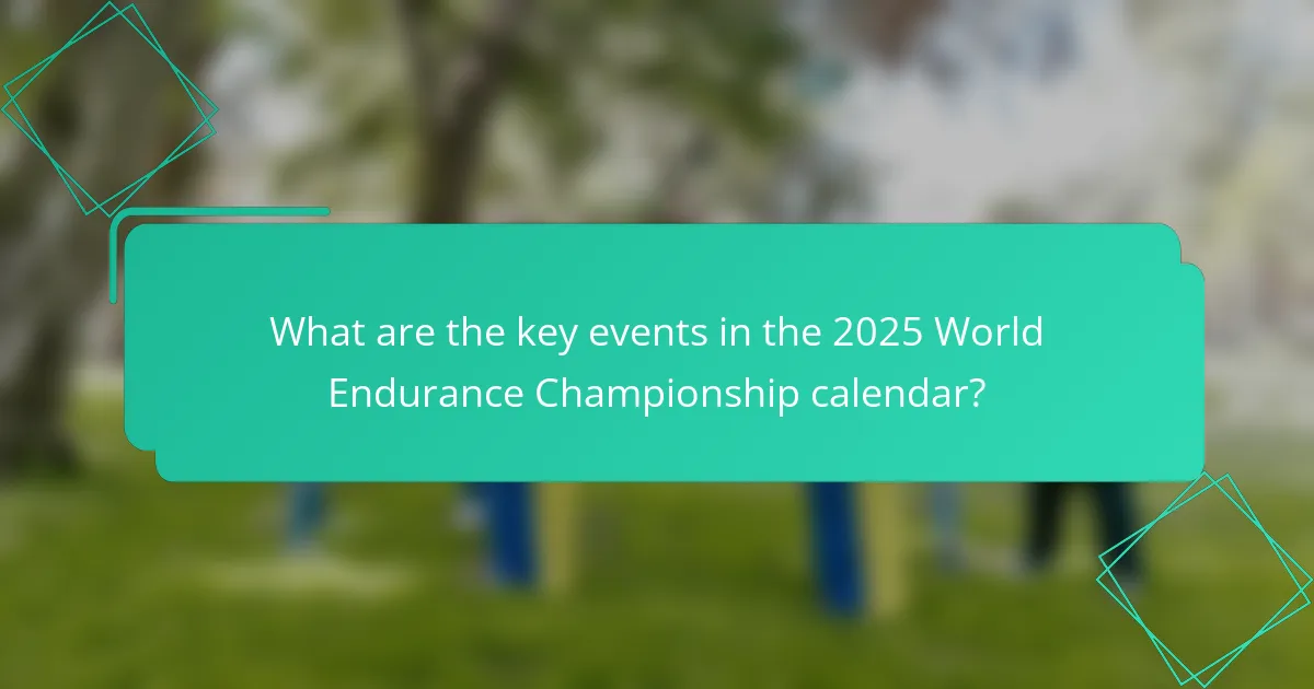 What are the key events in the 2025 World Endurance Championship calendar?